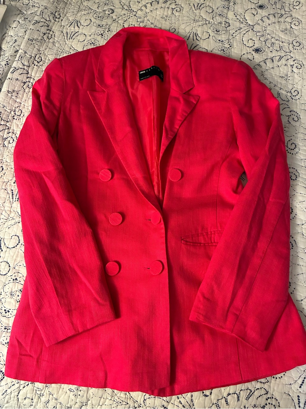 ASOS Hot Pink Double-Breasted Blazer